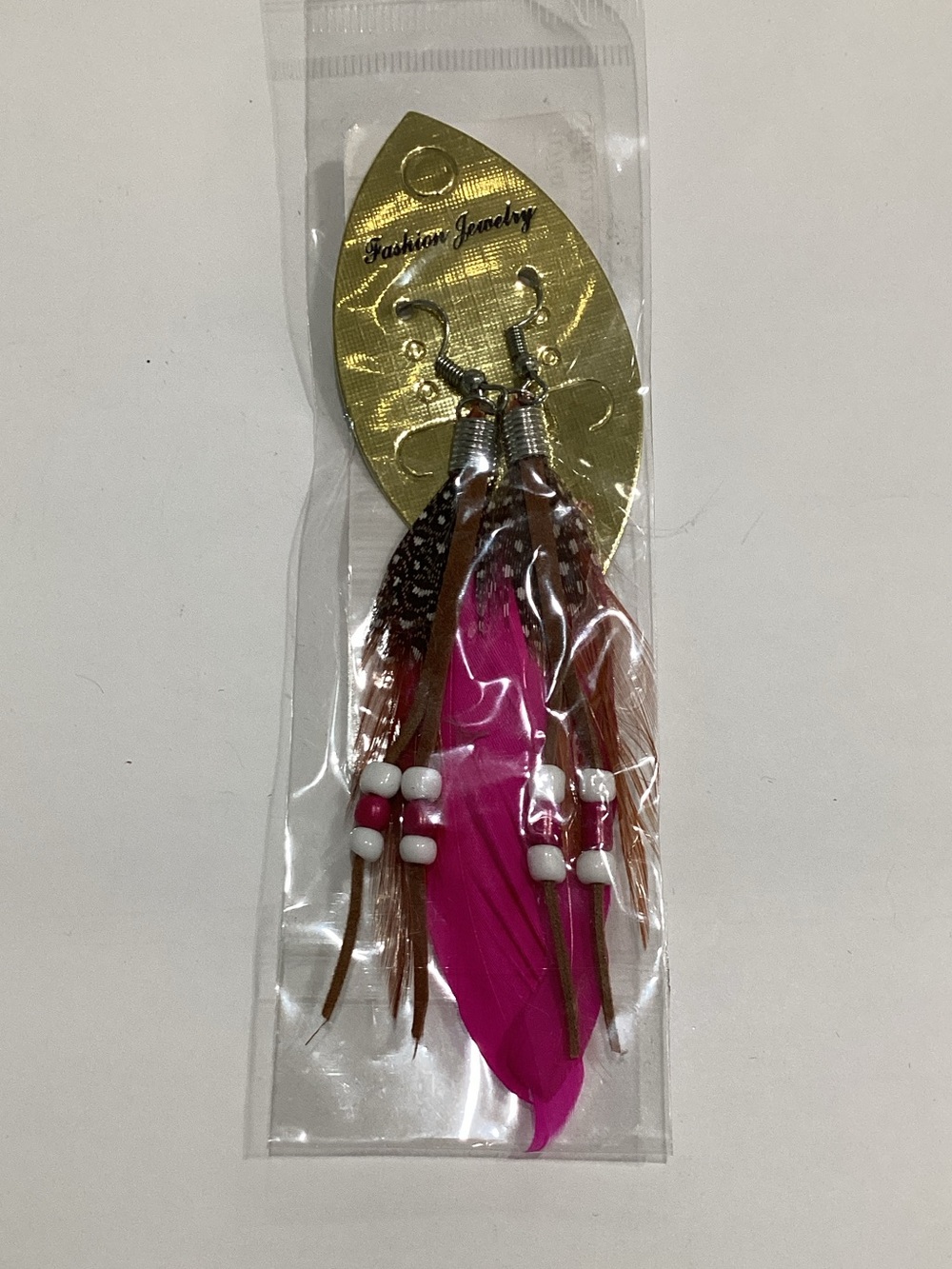Fashion Jewelry Pink Feather Boho Dangle Earrings‎